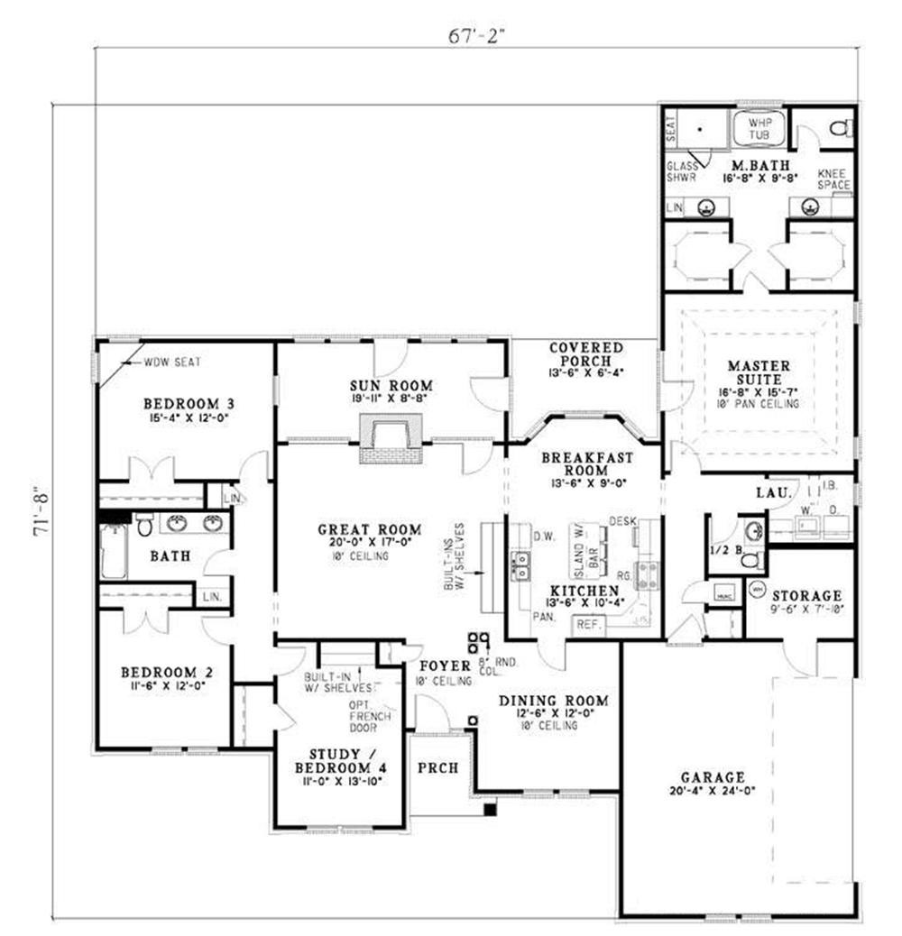 Floor Plan First Story of Ranch Plan #153-1446